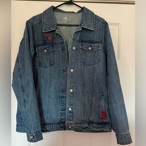 Disneyland Paris Stitch Embroidered Jean Jacket With Flowers